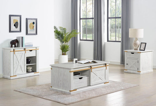 Furniture of America - Bacerra Sofa Table in Antique White/Gold - CM4018WH-S View 2