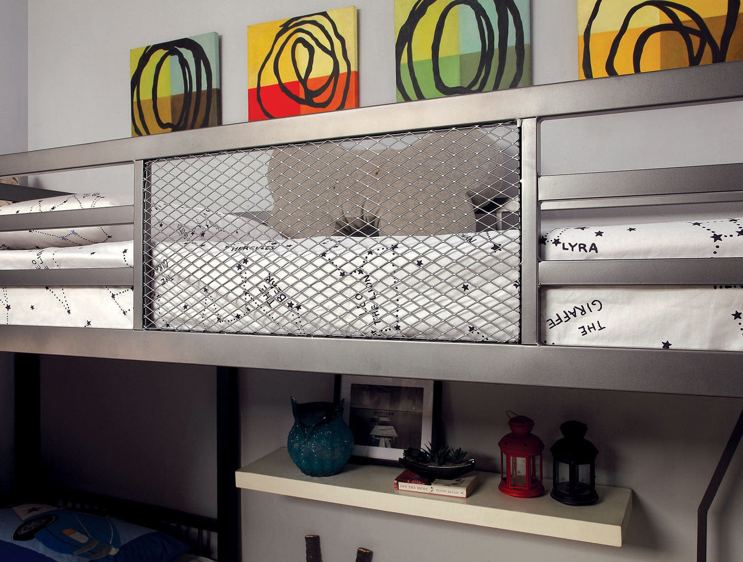 Furniture of America - Ballarat Triple Twin Bunk Bed w/ Desk in Silver - CM-BK1049 View 2