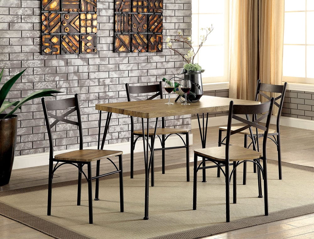 Furniture of America - Banbury 5 Pc. 43" Dining Table Set in Dark Bronze/Natural - CM3279T-43-5PK View 1