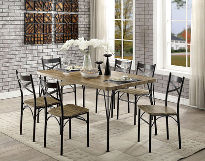 Furniture of America - Banbury 7 Pc. 60" Dining Table Set in Dark Bronze/Natural - CM3279T-60-7PK View 1
