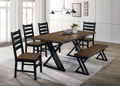 Furniture of America - Barbary 6 Pc. Dining Table Set w/ Bench in Black/Dark Oak - CM3257A-T-6PC-BN View 1
