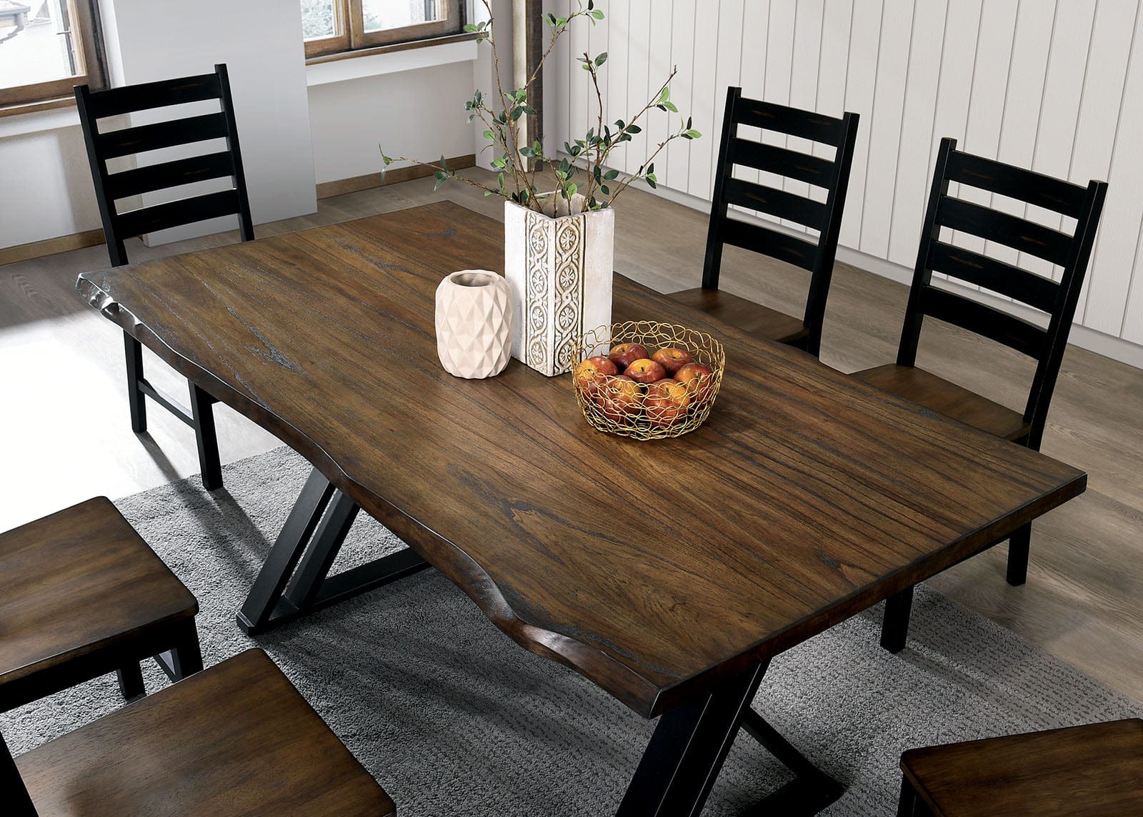Furniture of America - Barbary 7 Pc. Dining Table Set in Black/Dark Oak - CM3257A-T-7PC View 2
