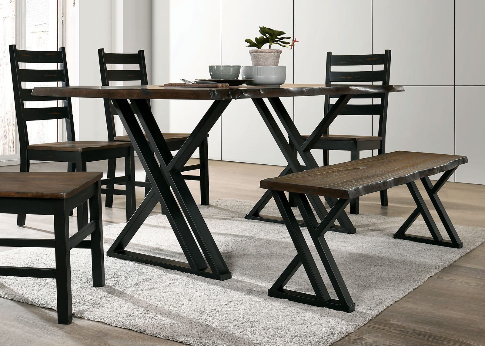 Furniture of America - Barbary 7 Pc. Dining Table Set in Black/Dark Oak - CM3257A-T-7PC View 4