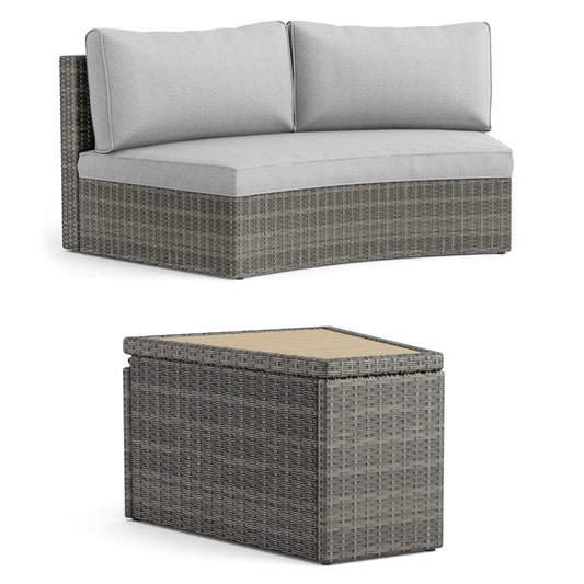 Furniture of America - Barbuda 5 Pc. Sectional Sofa w/ 2 End Tables in Gray/Natural - GM-1046-5PK View 2