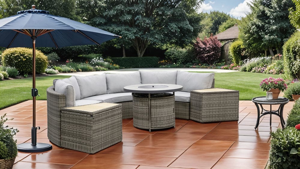 Furniture of America - Barbuda 6 Pc. Conversation Set w/ Fire Pit in Gray - GM-1045-6PC View 2