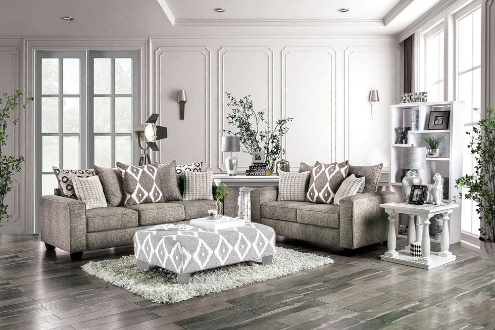 Furniture of America - Basie Sofa + Loveseat in Gray - SM5156-2PC View 1