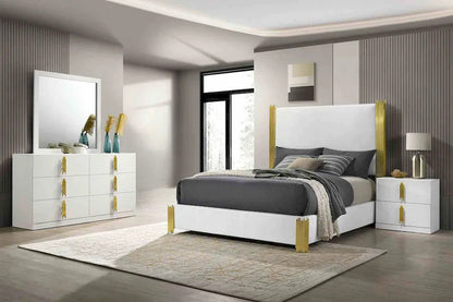 Furniture of America - Basildon - 4 Pc. Queen Bedroom Set w/ 2NS - FM7271WH-Q-5PC-2NS view 1