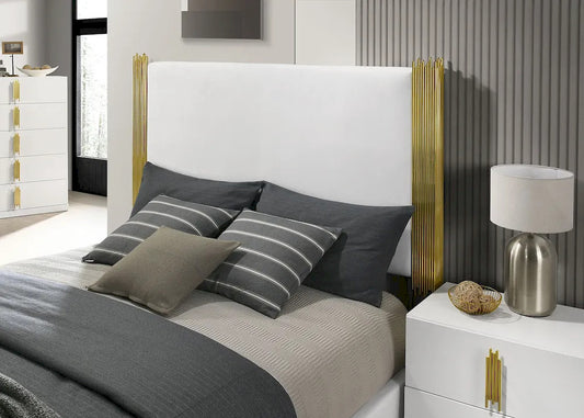Furniture of America - Basildon - E.King Bed, White/Gold - FM7271WH-EK-BED view 2