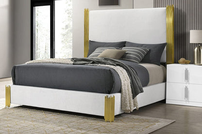 Furniture of America - Basildon Queen Bed in White/Gold - FM7271WH-Q-BED View 1