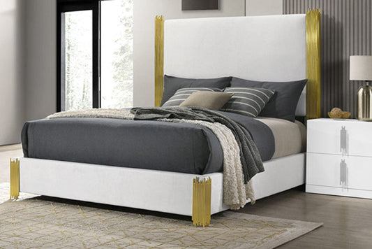 Furniture of America - Basildon Queen Bed in White/Gold - FM7271WH-Q-BED View 1