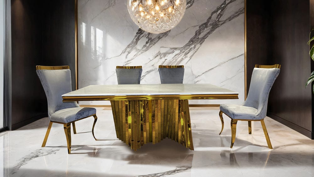 Furniture of America - Basilicata 7 Pc. Dining Table Set in Gold/Gray - FM33001GD-T-7PC-13GY View 1