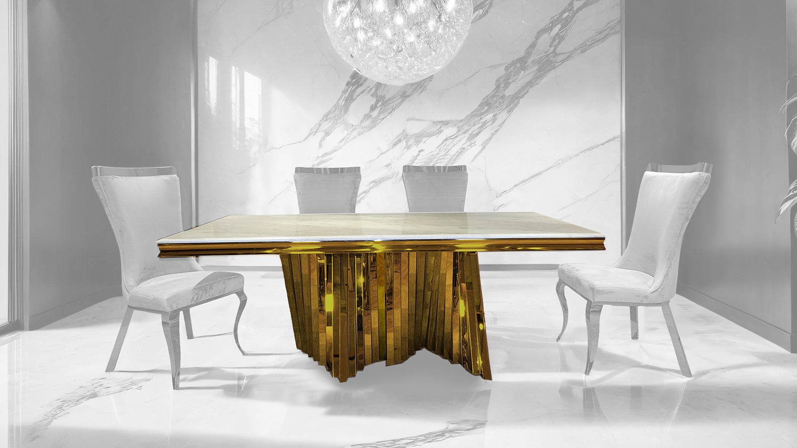 Furniture of America - Basilicata Dining Table in Gold - FM33001GD-T-TABLE View 2