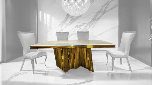Furniture of America - Basilicata Dining Table in Gold - FM33001GD-T-TABLE View 2