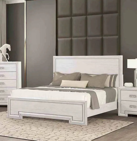 Furniture of America - Basilone - E.King Bed, Rustic White - FM7440WH-EK-BED view 1