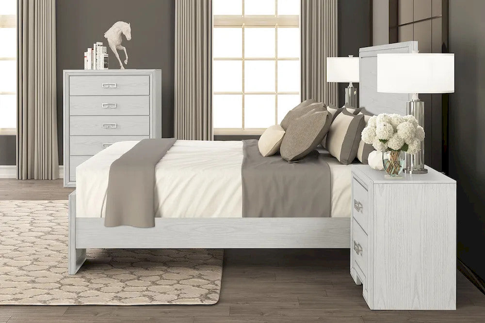 Furniture of America - Basilone - E.King Bed, Rustic White - FM7440WH-EK-BED view 3