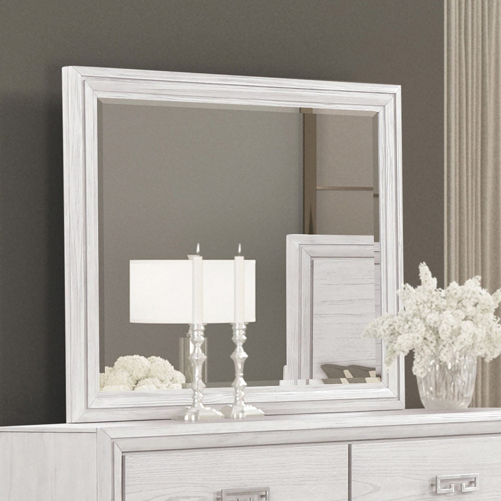 Furniture of America - Basilone Mirror in Rustic White - FM7440WH-M View 2