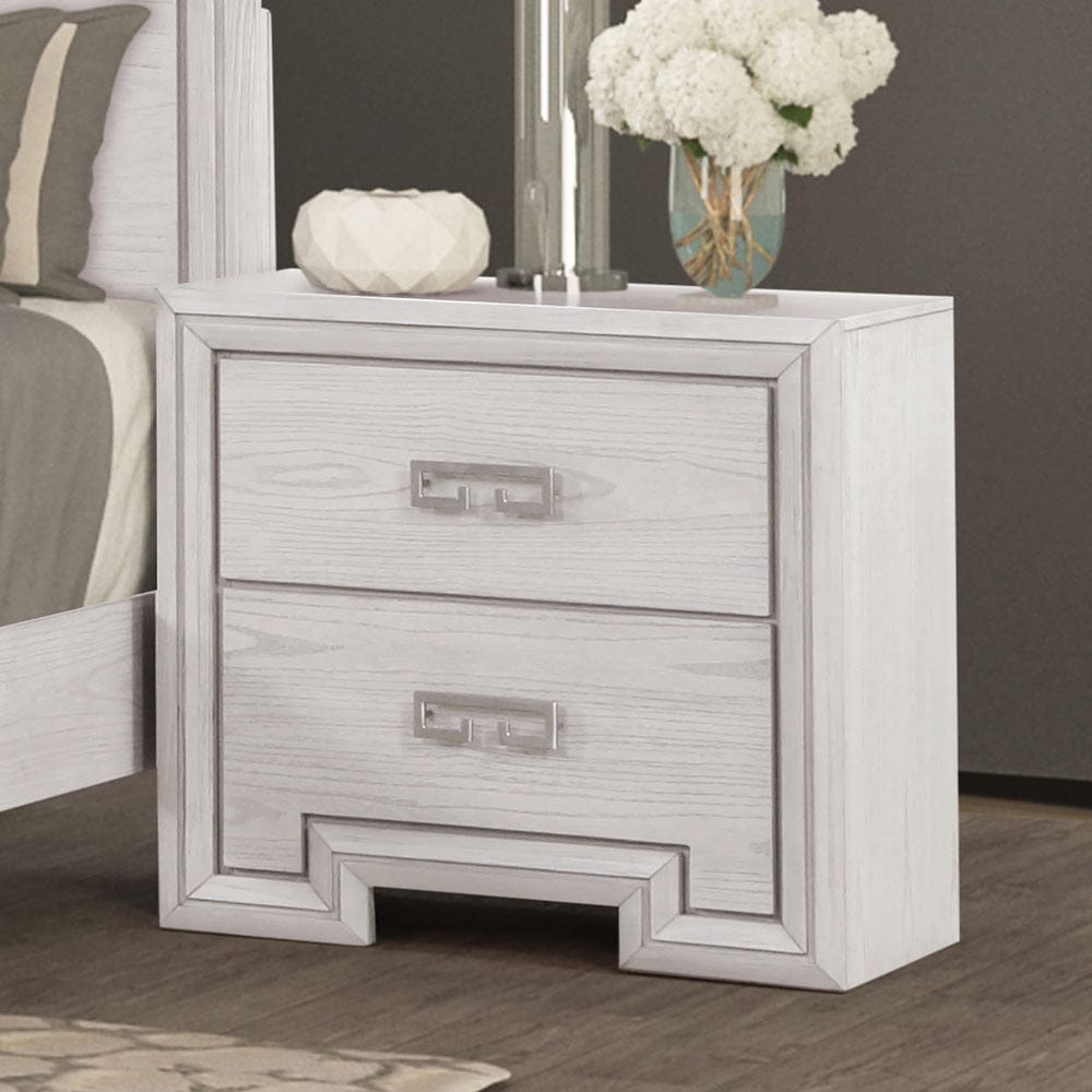 Furniture of America - Basilone Nightstand in Rustic White - FM7440WH-N View 8