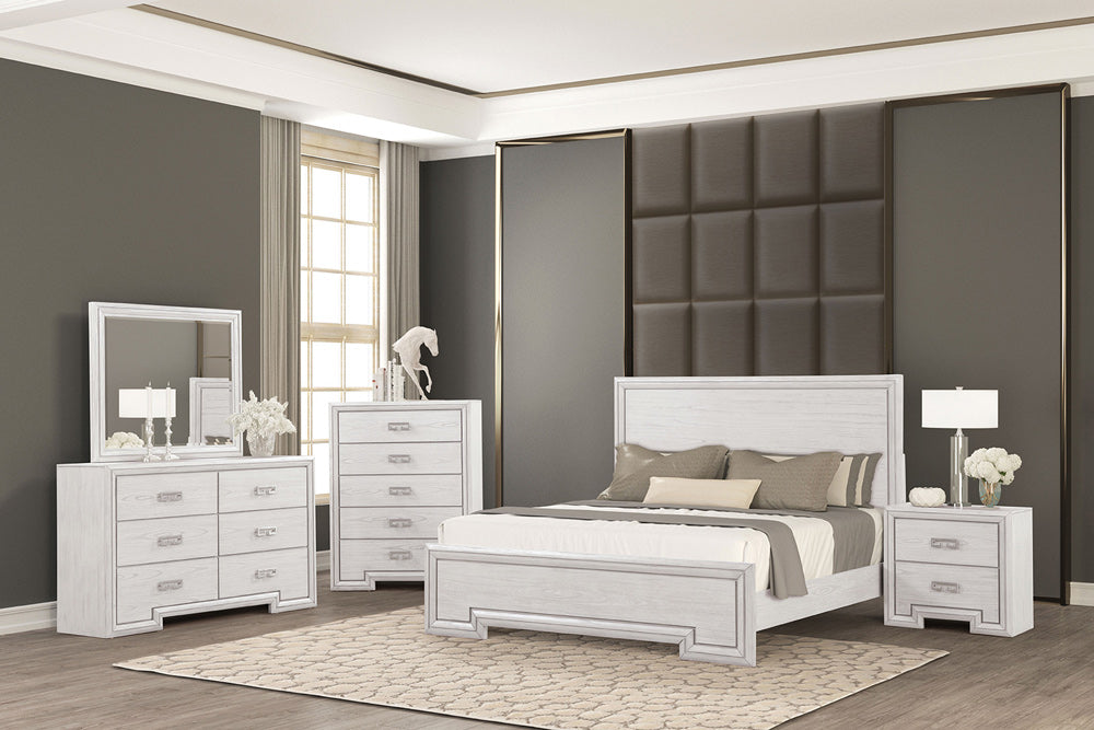 Furniture of America - Basilone Queen Bed in Rustic White - FM7440WH-Q-BED View 3
