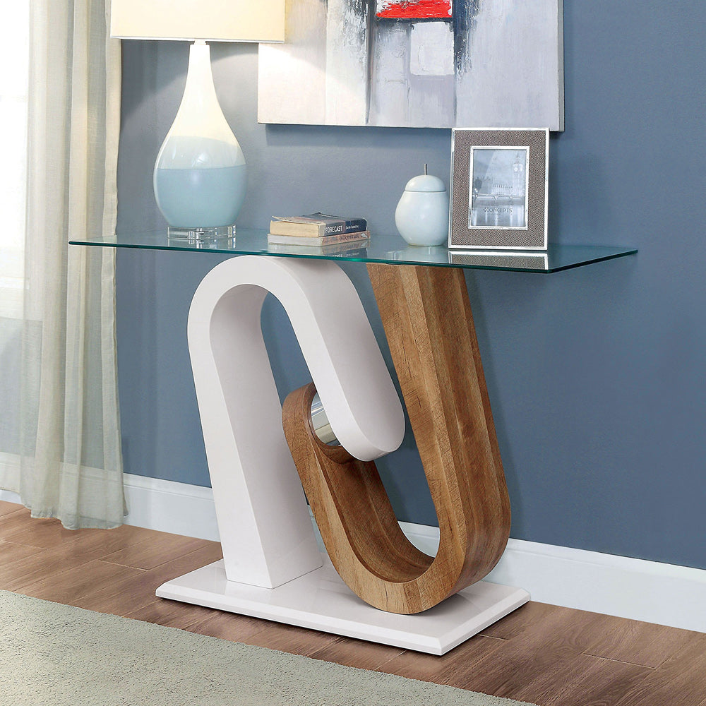 Furniture of America - Batam Ii Sofa Table in White/Natural Tone - FOA4748S-TABLE View 1