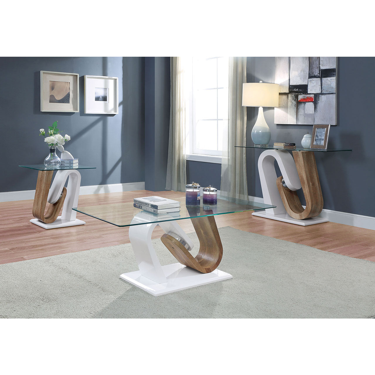 Furniture of America - Batam Ii Sofa Table in White/Natural Tone - FOA4748S-TABLE View 2