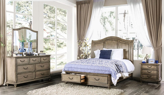 Furniture of America - Belgrade 5 Pc. Queen Bedroom Set w/ 2NS in Rustic Natural - CM7613Q-5PC-2NS View 1