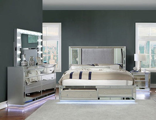 Furniture of America - Belladonna 4 Pc. Queen Bedroom Set in Silver - CM7417SV-Q-4PC