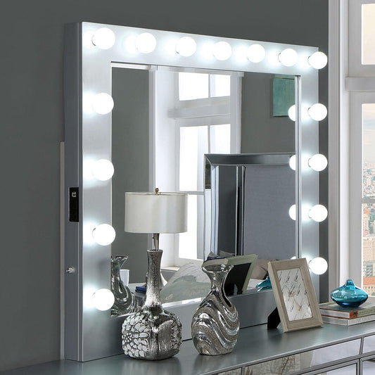 Furniture of America - Belladonna Mirror w/ USB in Silver - CM7417SV-M View 1