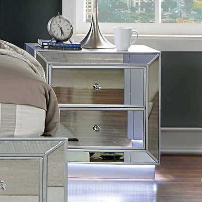 Furniture of America - Belladonna Nightstand w/ LED & USB in Silver - CM7417SV-N View 1