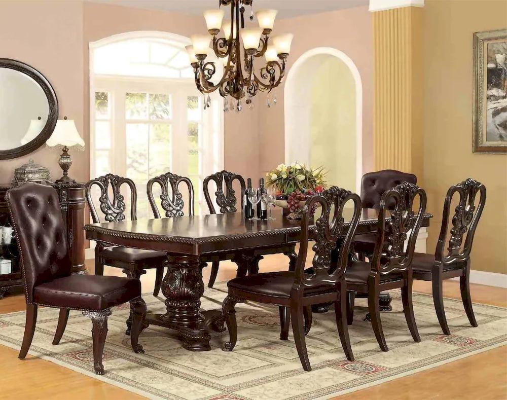 Furniture of America - Bellagio - 7 Pc. Dining Table Set - Brown Cherry - CM3319T-7PC-LEATHER view 1
