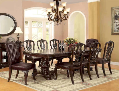 Furniture of America - Bellagio - 9 Pc. Dining Table Set - Brown Cherry - CM3319T-9PC-LEATHER view 1