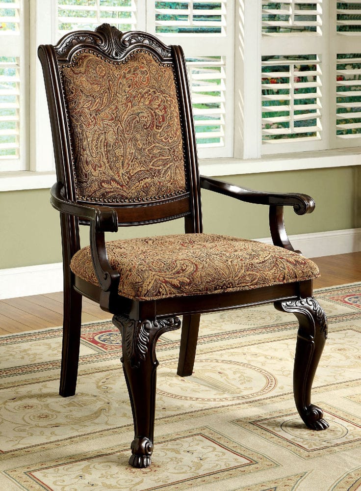 Furniture of America - Bellagio Fabric Arm Chair Set of 2 in Brown Cherry/Brown - CM3319F-AC-2PK View 1