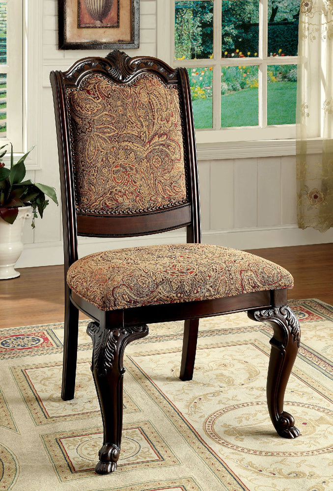Furniture of America - Bellagio Fabric Side Chair Set of 2 in Brown Cherry/Brown - CM3319F-SC-2PK View 1