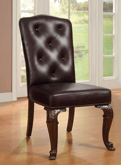 Furniture of America - Bellagio Leatherette Side Chair Set of 2 in Brown Cherry/Dark Brown - CM3319L-SC-2PK View 1