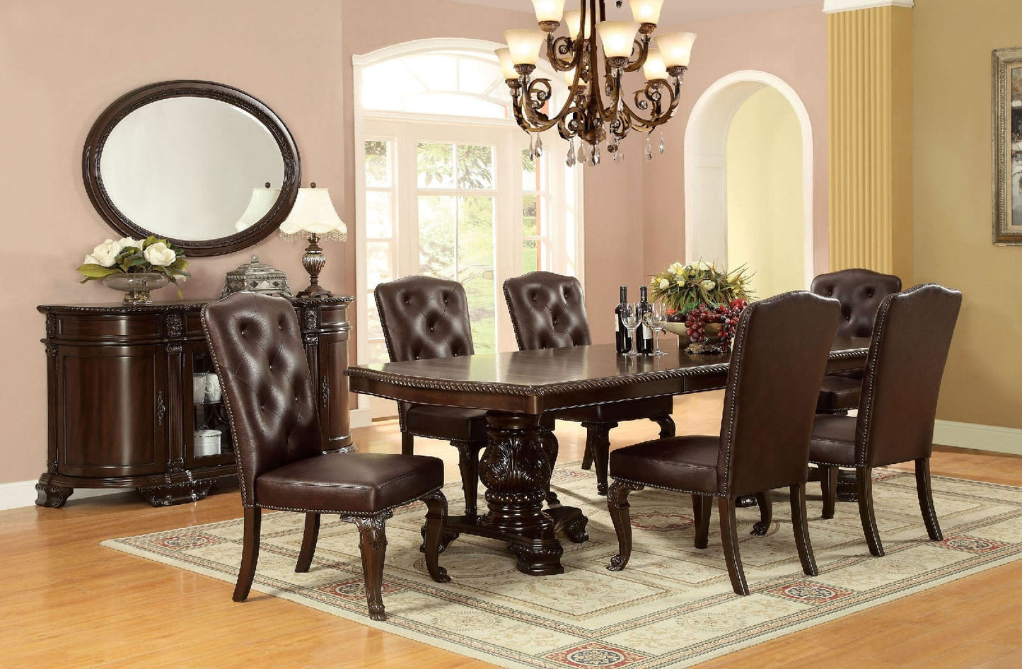 Furniture of America - Bellagio Leatherette Side Chair Set of 2 in Brown Cherry/Dark Brown - CM3319L-SC-2PK View 2