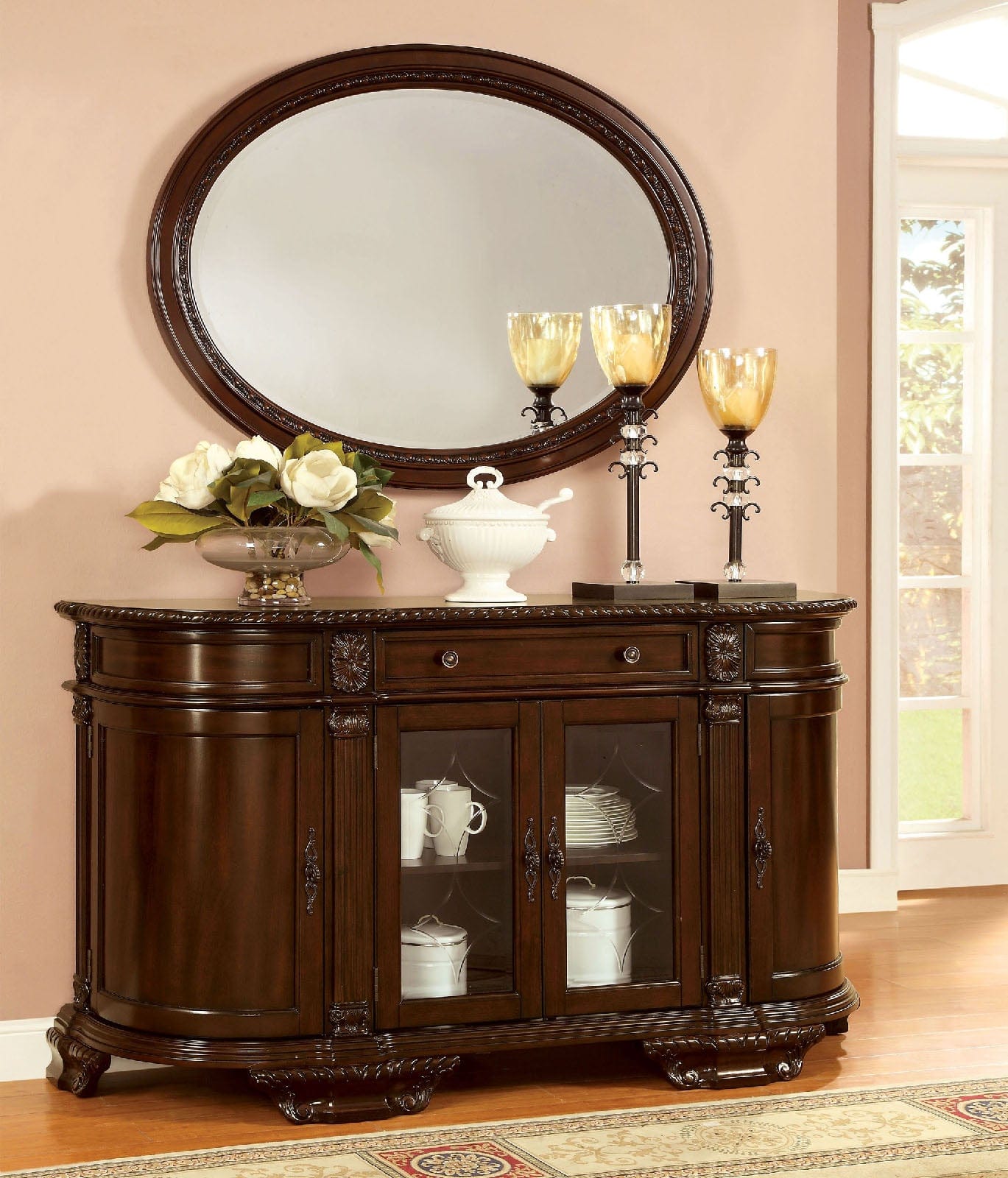 Furniture of America - Bellagio Mirror in Brown Cherry - CM3319M View 2