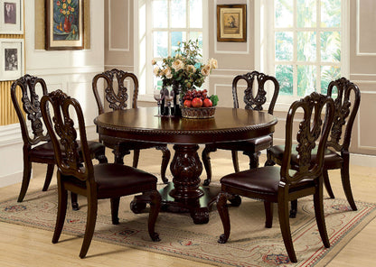 Furniture of America - Bellagio Table + 6 Wooden Chairs in Brown Cherry - CM3319RT-7PC-WOOD View 1
