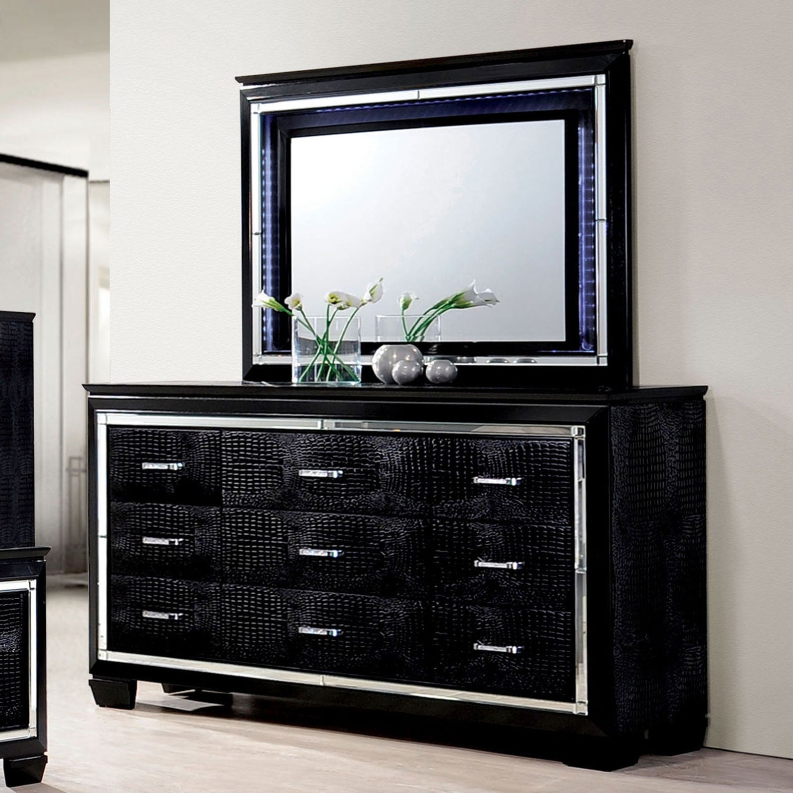 Furniture of America - Bellanova Mirror in Black - CM7979BK-M View 2