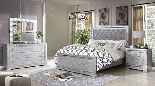 Furniture of America - Belleterre 4 Pc. Queen Bedroom Set in Silver - CM7518Q-4PC