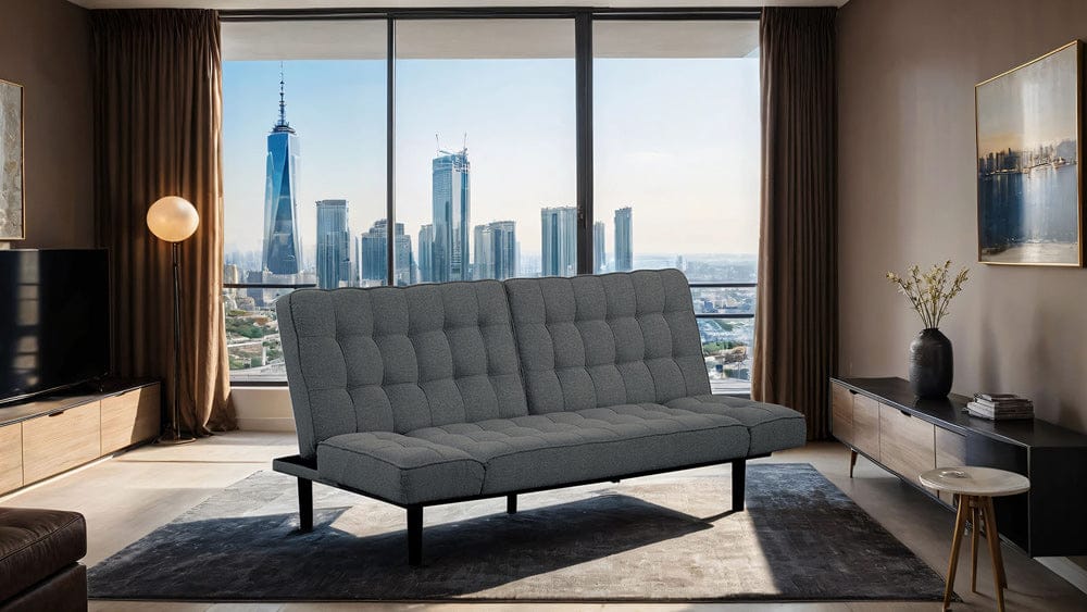 Furniture of America - Bellevue Futon Sofa in Dark Gray - FM2801DG View 6