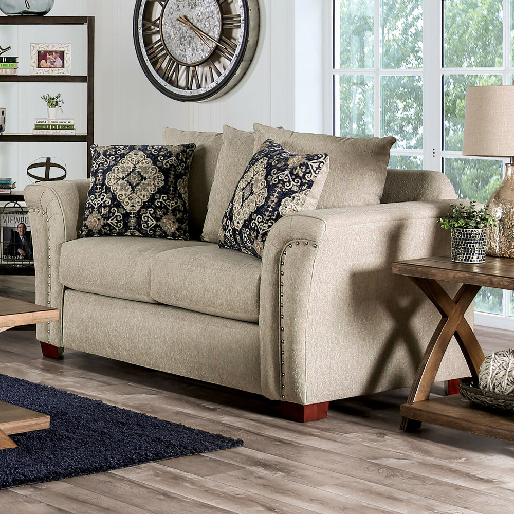 Furniture of America - Belsize Loveseat in Beige/Navy - SM6438-LV View 1