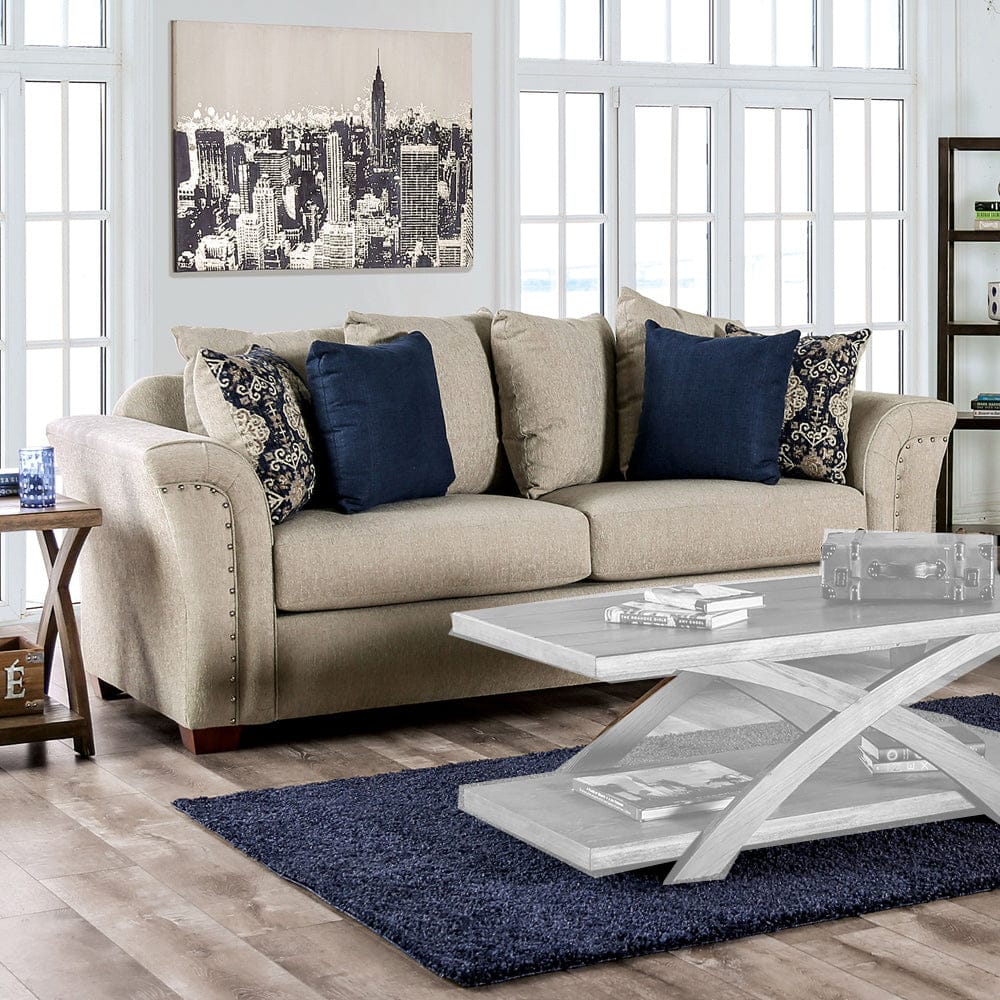 Furniture of America - Belsize Sofa in Beige/Navy - SM6438-SF View 1