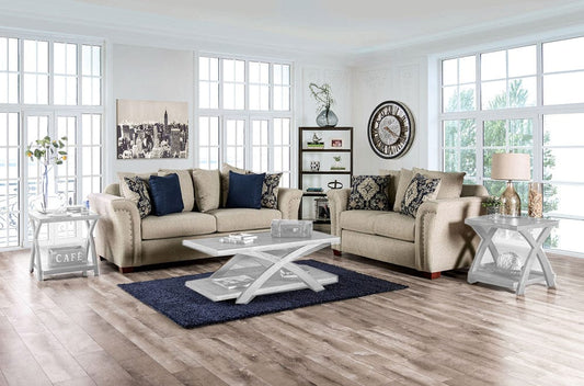 Furniture of America - Belsize Sofa + Loveseat in Beige/Navy - SM6438-2PC View 1