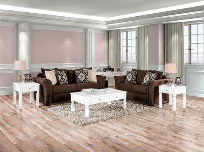 Furniture of America - Belsize Sofa + Loveseat in Chocolate/Tan - SM6439-2PC View 1