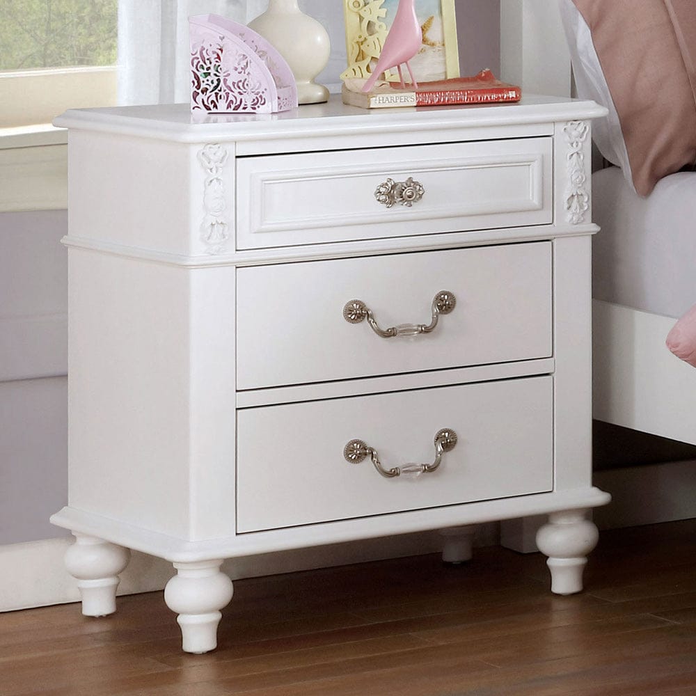 Furniture of America - Belva Nightstand w/ USB in White - CM7174N View 1