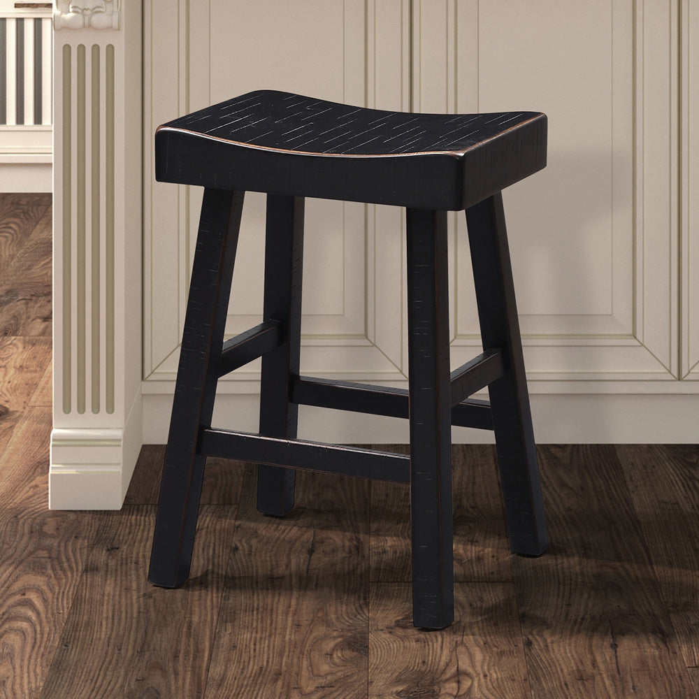 Furniture of America - Biasca 24" Stool, Set of 2 in Black - FM-BR3001BK-24-2PK View 1