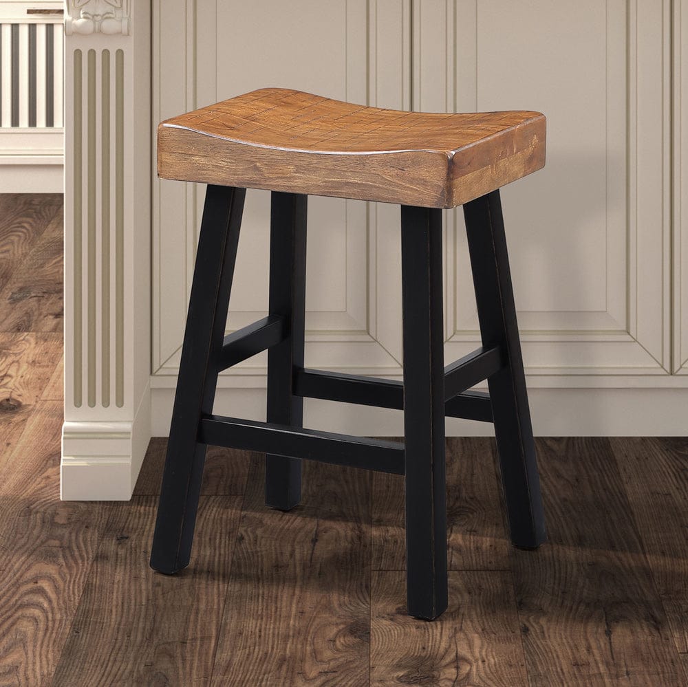 Furniture of America - Biasca 24" Stool, Set of 2 in Oak/Black - FM-BR3001BR-24-2PK View 1