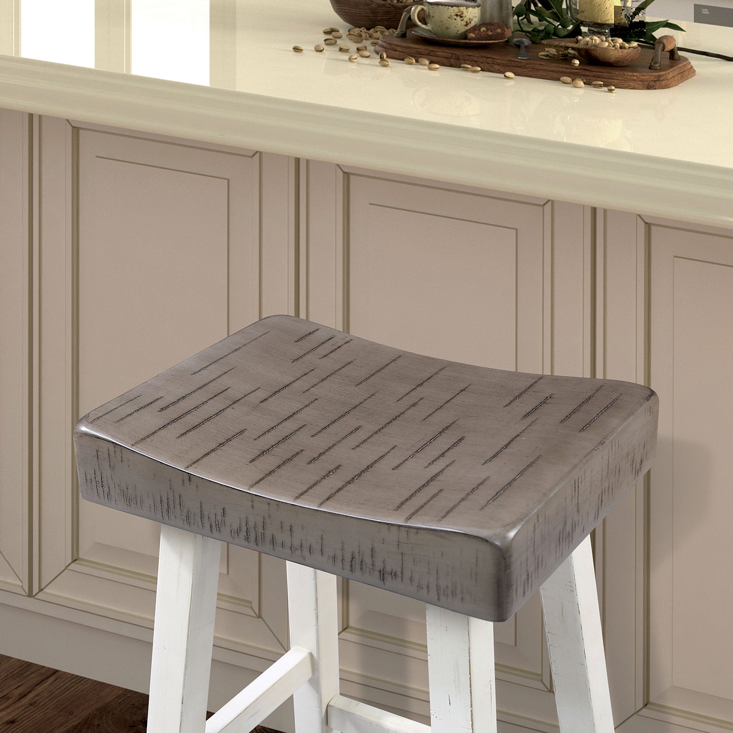 Furniture of America - Biasca 29" Stool, Set of 2 in Gray/White - FM-BR3001WH-29-2PK View 3