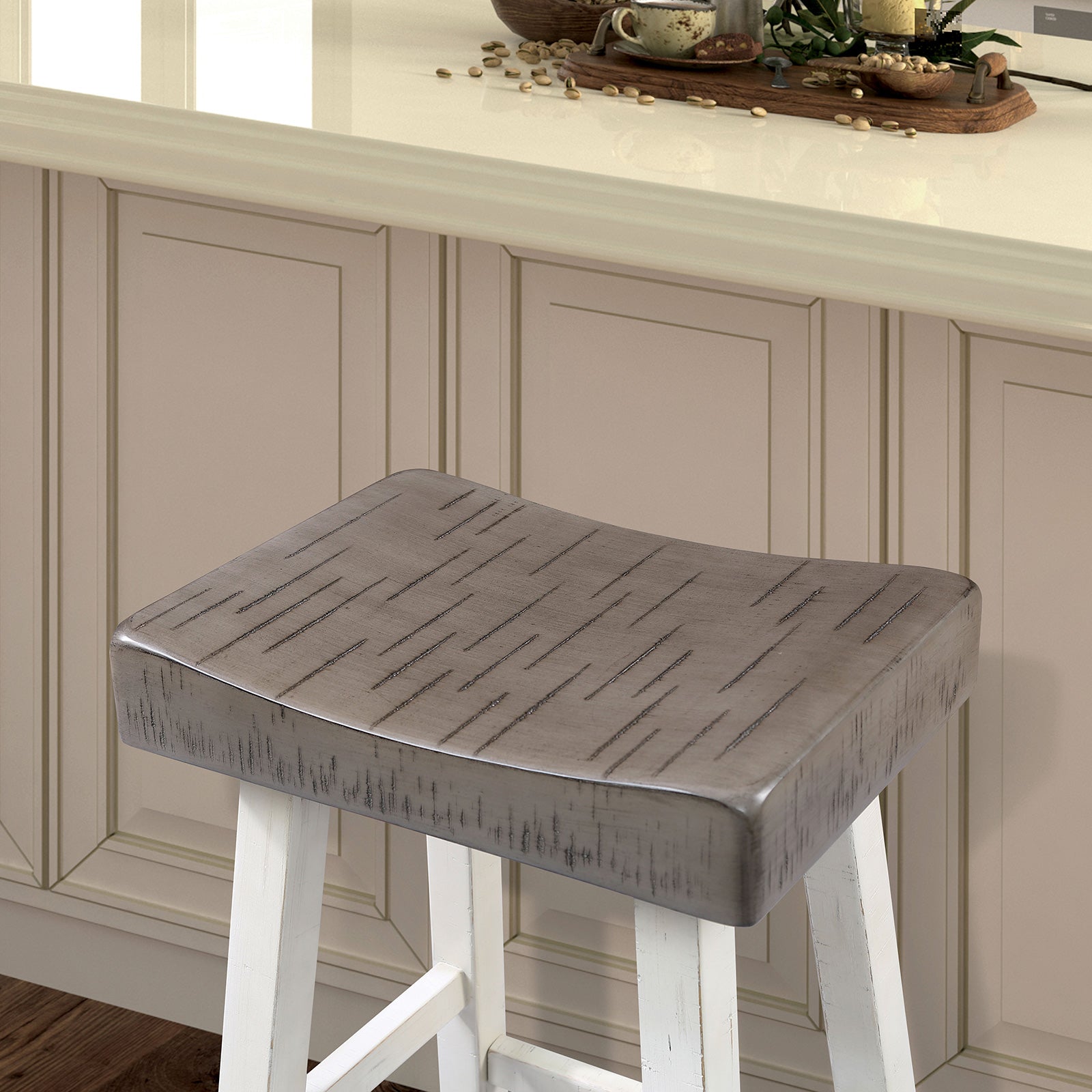 Furniture of America - Biasca 29" Stool, Set of 2 in Gray/White - FM-BR3001WH-29-2PK View 3