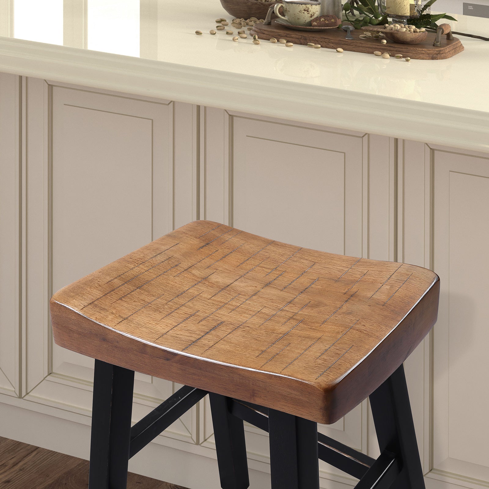 Furniture of America - Biasca 29" Stool, Set of 2 in Oak/Black - FM-BR3001BR-29-2PK View 3