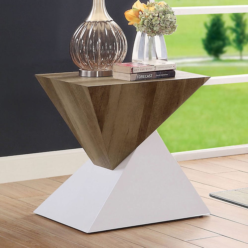 Furniture of America - Bima Ii End Table in White/Natural Tone - FOA4746E View 1